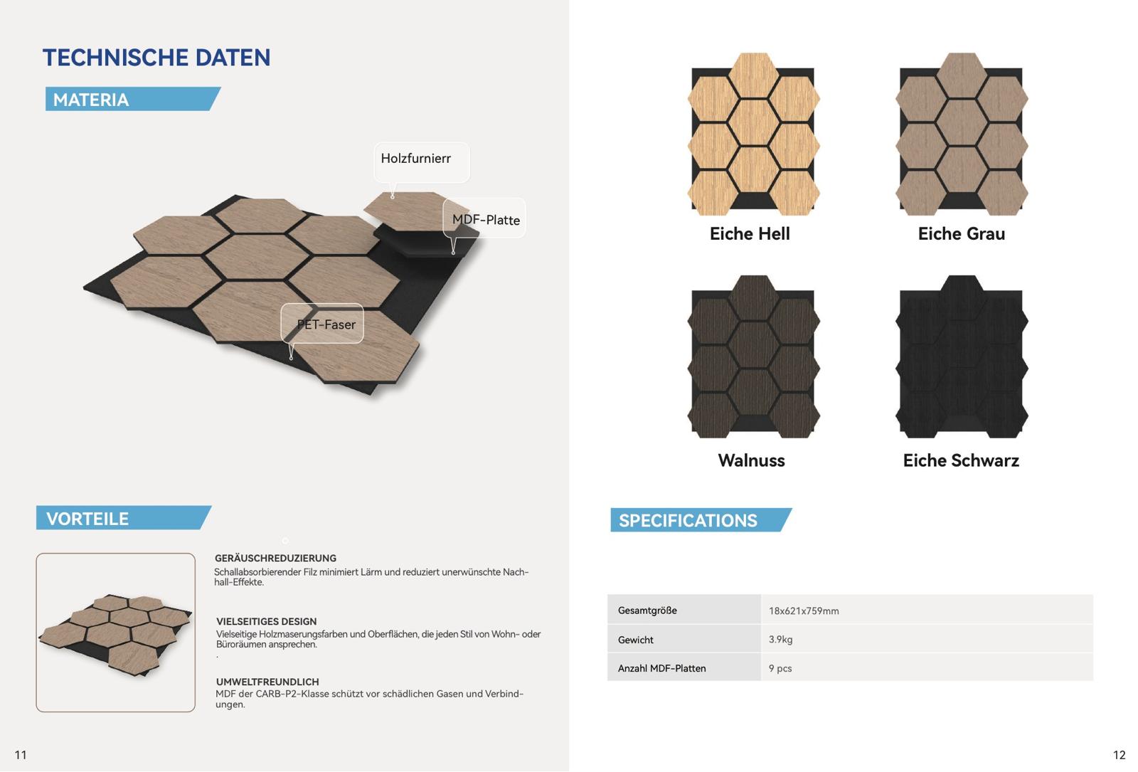 Hexagon Akustikpaneele Eiche Hell